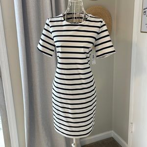 Old Navy White Black Stripe Zipper Closure Dress NWT